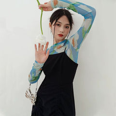 watercolor lily mesh top boogzel clothing