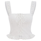 white lace up corset top boogzel clothing