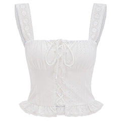 white lace up corset top boogzel clothing