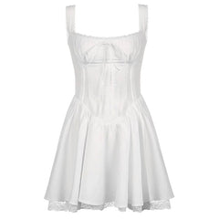 white corset lace trim dress boogzel clothing