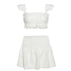 white crop top and ruffle skirt boogzel clothing