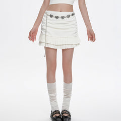 white double layer mini skirt boogzel clothing