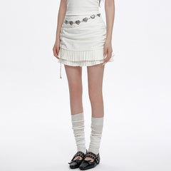 white double layer mini skirt boogzel clothing