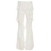 white layered ruffle pants boogzel clothing