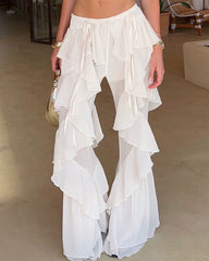 white layered ruffle pants boogzel clothing