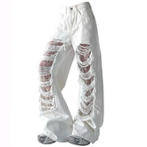 white ripped lace baggy jeans boogzel clothing