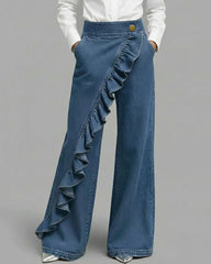 wide leg ruffle jeans boogzel clothing