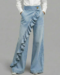 wide leg ruffle jeans boogzel clothing