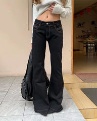 y2k black flared jeans boogzel clothing