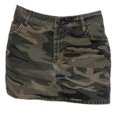 y2k camo denim mini skirt boogzel clothing