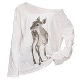y2k deer print one shoulder top boogzel clothing