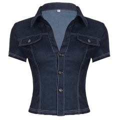 y2k denim cropped shirt boogzel clothing