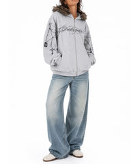y2k-detachable-fur-zip-up-hoodie-faux-fur-trim-hood-chain-cross-razor-blade-graphic-print-oversized-zip-hoodie-black-gray-grunge-2000s-aesthetic-streetwear-boogzel-clothing