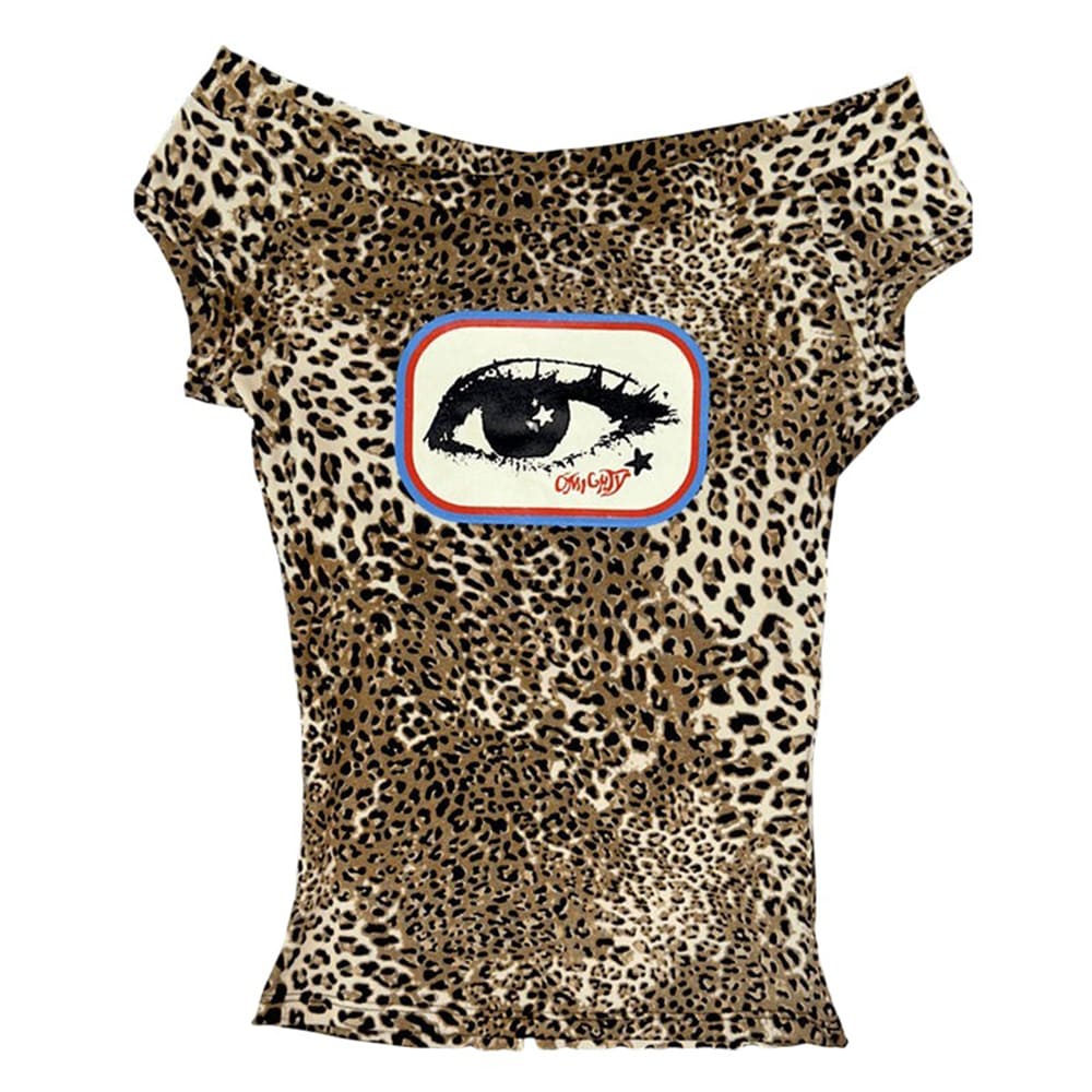 y2k leopard eye print bandeau top boogzel clothing