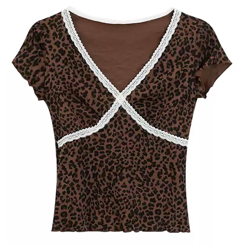 y2k leopard lace crop top boogzel clothing