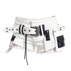 y2k low rise beltedmini shorts boogzel clothing