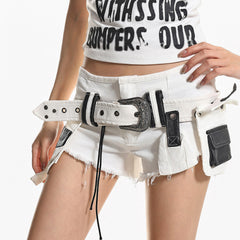 y2k low rise beltedmini shorts boogzel clothing