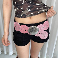 y2k pink cross oversized belt boogzel clothing