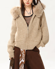 y2k style fur trim zip hoodie boogzel clothing