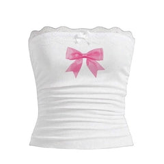 y2k bowknot lace tube top boogzel clothing