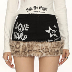 y2k fuzzy denim skirt boogzel clothing