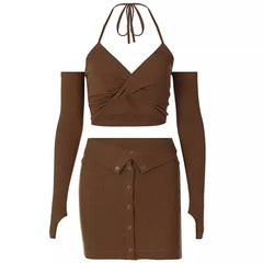 y2k halter top and mini skirt set