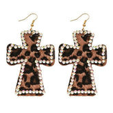 y2k leopard cross earrings boogzel clothing