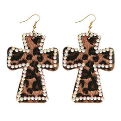 y2k leopard cross earrings boogzel clothing