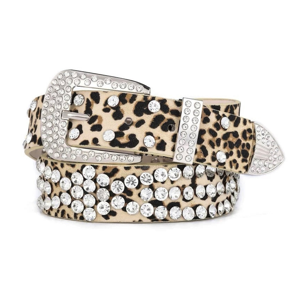 y2k rhinestone leopard belt boogzel clothing