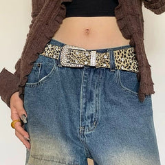 y2k rhinestone leopard belt boogzel clothing