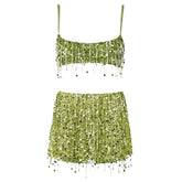 y2k sequin bra top and mini skirt co-ord boogzel clothing