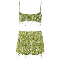 y2k sequin bra top and mini skirt co-ord boogzel clothing