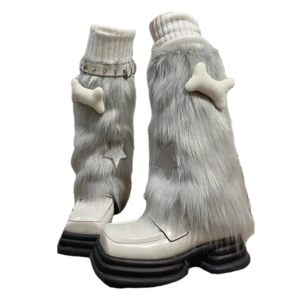 y2k star fuzzy leg warmers boogzel clothing