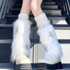 y2k star fuzzy leg warmers boogzel clothing