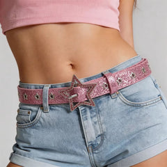 y2k star girl rhinestone belt boogzel clothing