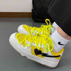 Yellow & Black Heart Aesthetic Sneakers - boogzel clothing
