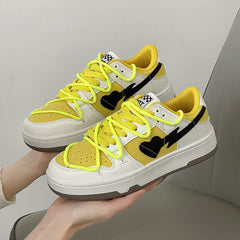 Yellow & Black Heart Aesthetic Sneakers - boogzel clothing