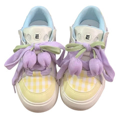 yellow tulip aesthetic sneakers boogzel clothing