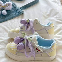 yellow tulip aesthetic sneakers boogzel clothing