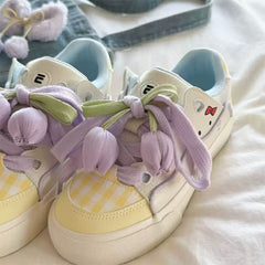 yellow tulip aesthetic sneakers boogzel clothing