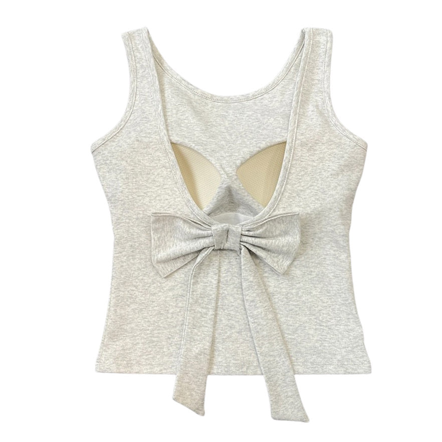 Blush Built-In Cup Bow Top - Back bow top - boogzel clothing