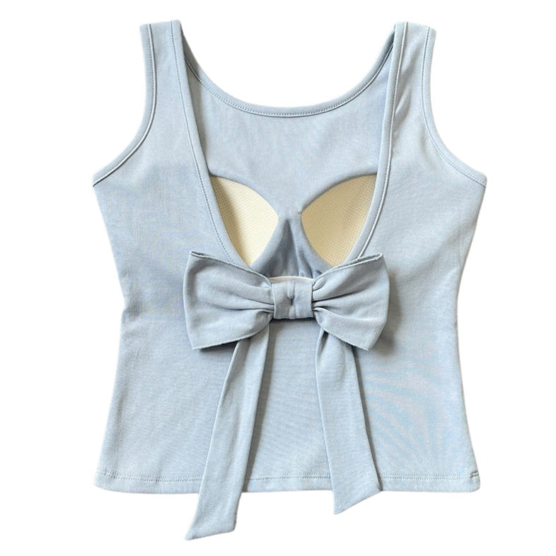 Blush Built-In Cup Bow Top - Back bow top - boogzel clothing