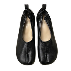 Leather ballet flats featuring a split toe tabi design and a gathered detail - boogzel clothing