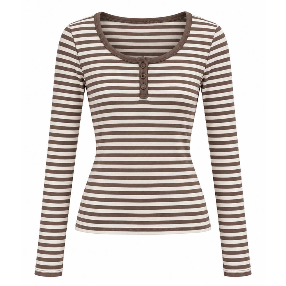 2000s striped henley long sleeve top boogzel clothing