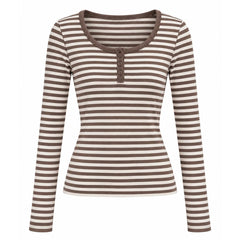 2000s striped henley long sleeve top boogzel clothing