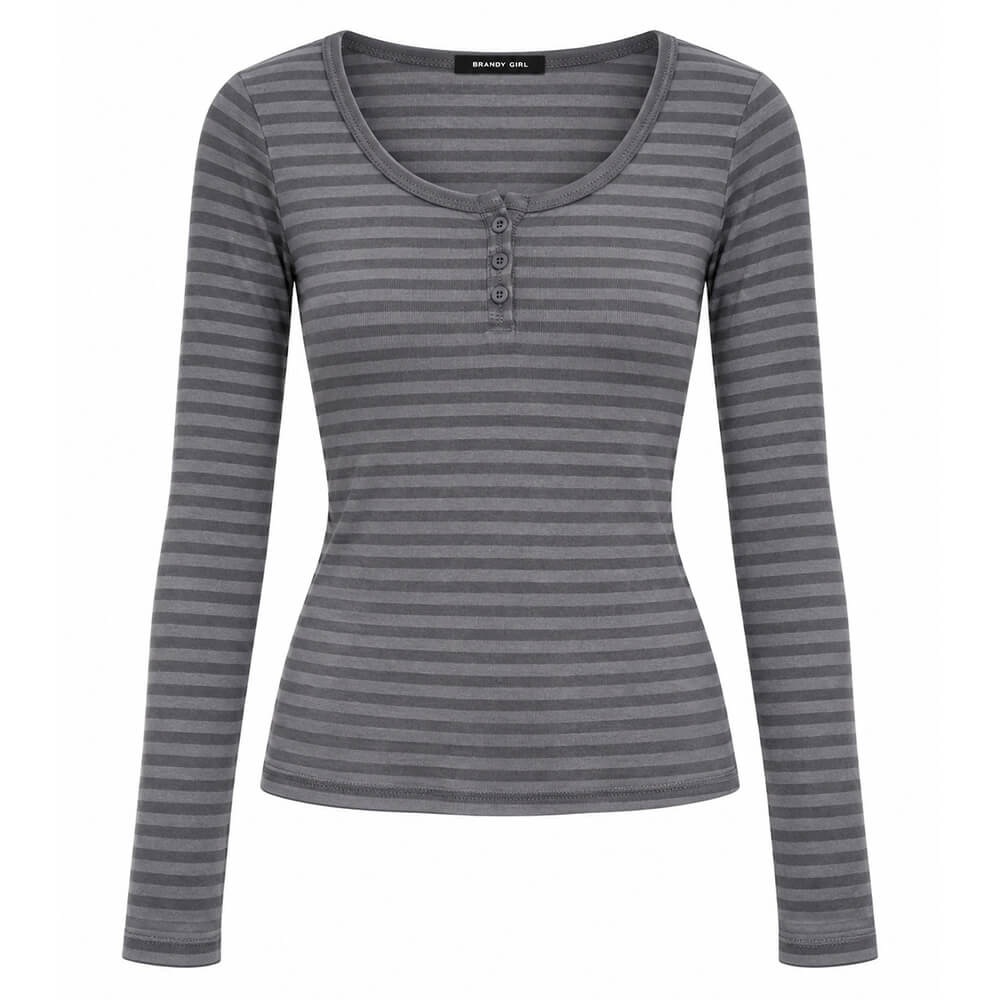 2000s striped henley long sleeve top boogzel clothing