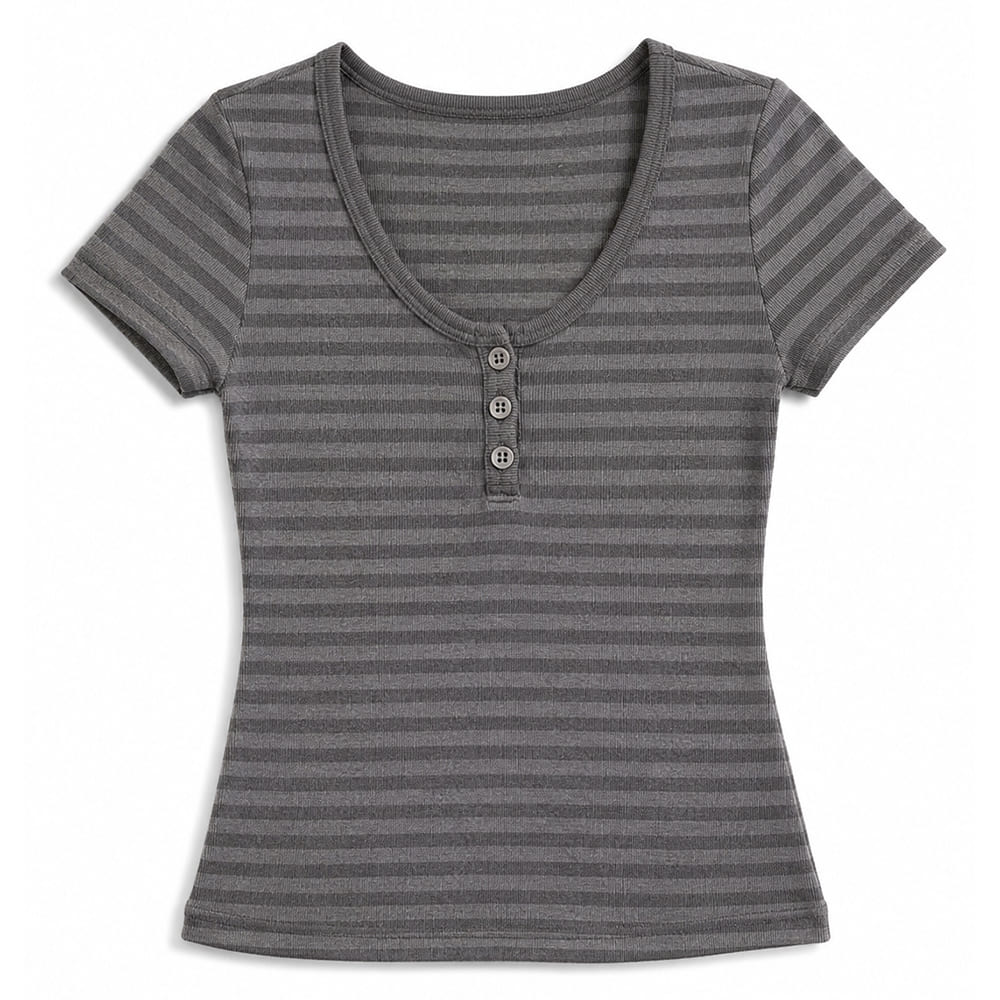 2000s striped henley t-shirt boogzel clothing