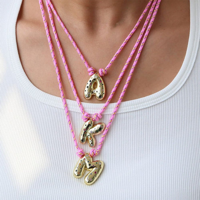 2000s bubble letter pendant necklace boogzel clothing