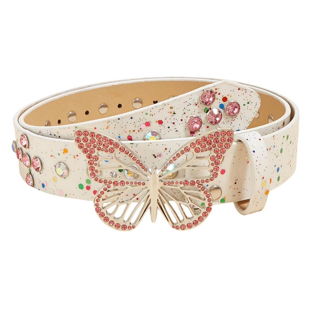 2000s butterfly rhinestone buckle belt boogzel clothing