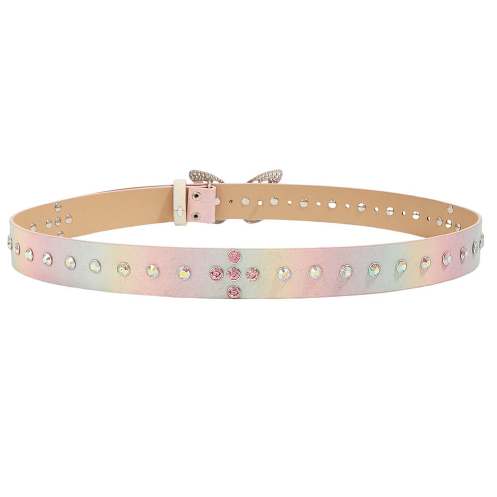 2000s butterfly rhinestone buckle belt boogzel clothing